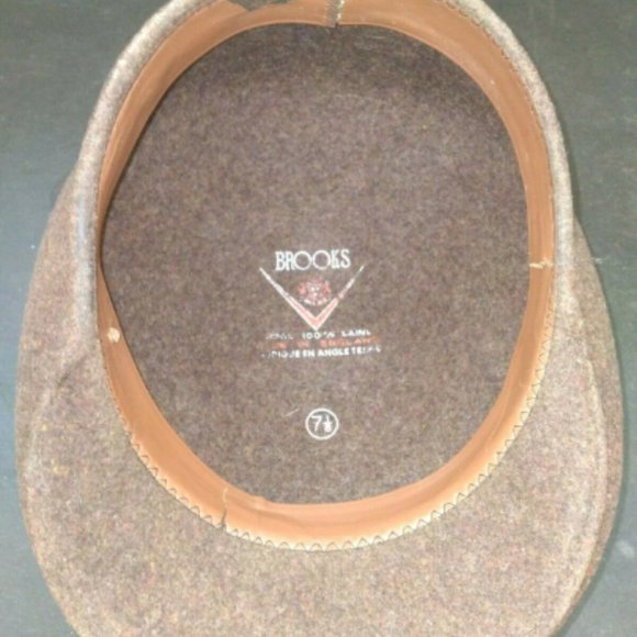 Brooks Snap Newsboy Hat Cap Men's 7 1/8 Brown 100% Wool Made in England - Picture 4 of 5